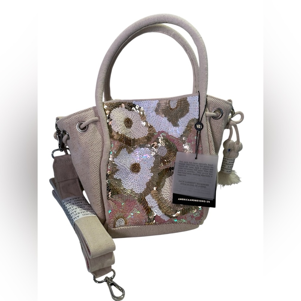 Floral Sequin Tote Bag